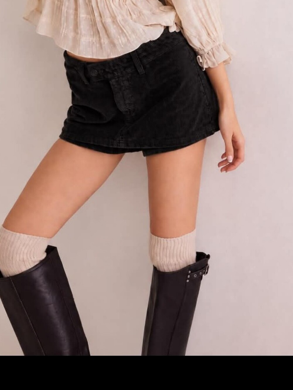 We The Free Gala-vanting Black Corduroy Skort *25 *NWT